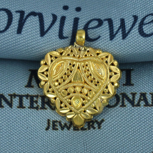 Handmade Small 18k Gold Pendant or Tikka Indian 18kt Jewelry,