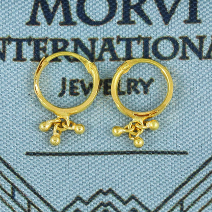 18k Yellow Gold Hoop Bali Earrings , Handmade Yellow gold earrings for women, Small Tiny Hoops, dainty indian gold earrings for teens, K5928