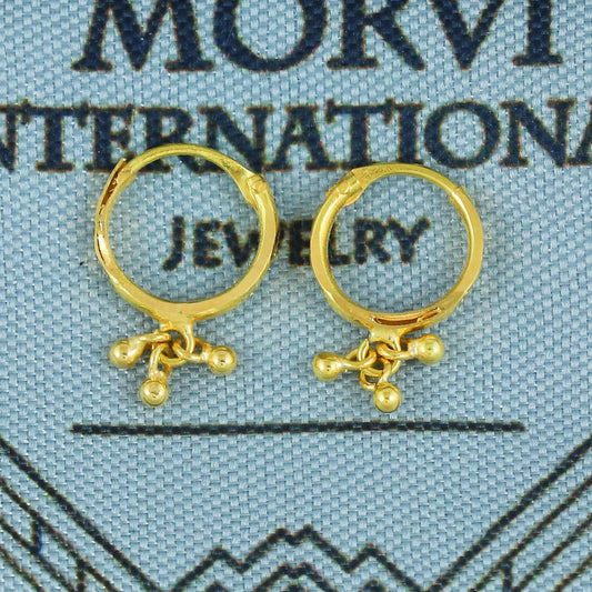 18k Yellow Gold Hoop Bali Earrings , Handmade Yellow gold earrings for women, Small Tiny Hoops, dainty indian gold earrings for teens, K5928