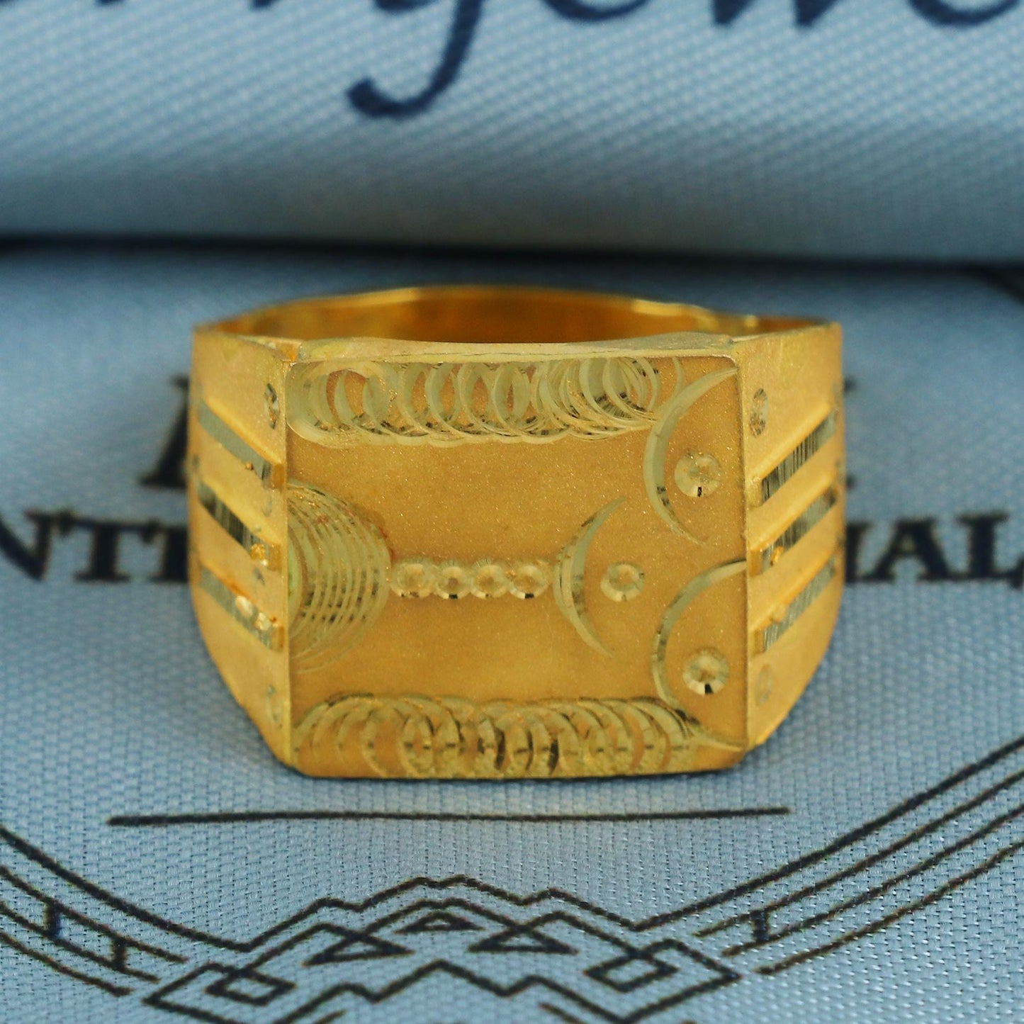 Hand Carved Solid 22k Gold Ring Handmade Jewelry, K5929