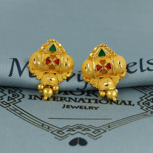 22kt 22k Yellow Gold Earrings Handmade Jewelry for Gift, K5934