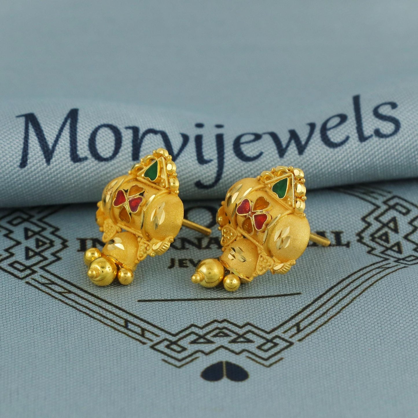 22kt 22k Yellow Gold Earrings Handmade Jewelry for Gift, K5934