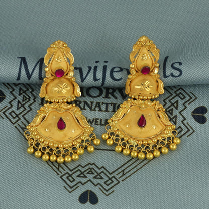 22k 22kt gold dangling earrings jewelry for gift, dangling gold indian earring jewelry, handmade Indian style Designer for Women, K5936