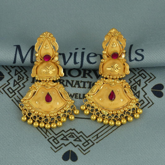 22k 22kt gold dangling earrings jewelry for gift, dangling gold indian earring jewelry, handmade Indian style Designer for Women, K5936