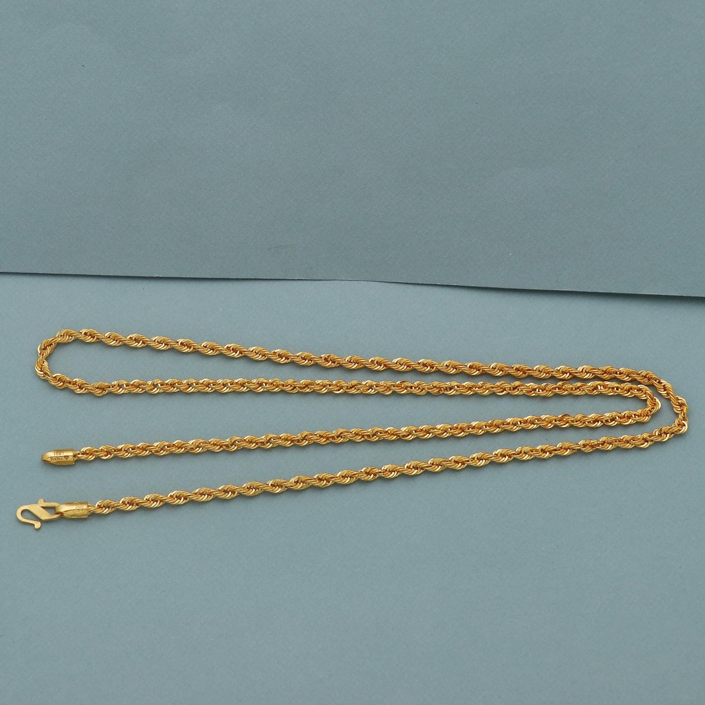 Rope Style 22k Yellow Gold Chain Necklace Gift , 19 inches, 22k karat 22kt 22ct Indian Gold Handmade chain necklace Jewelry for gift,