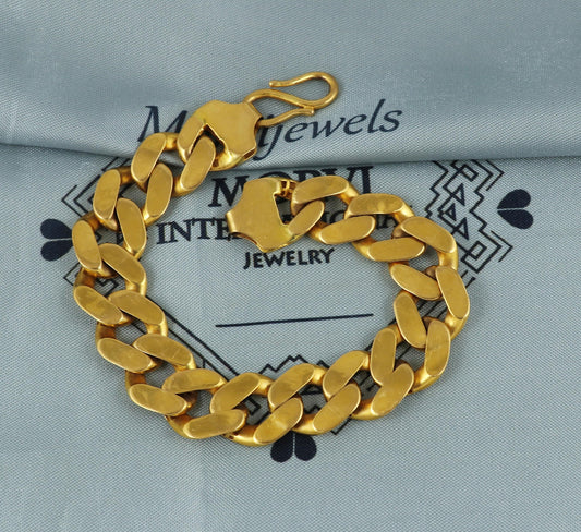 22k Gold Bracelet For men, Gold Bracelet indian gold jewelry, curb bracelet gold men, birthday gift, royal look bracelet,