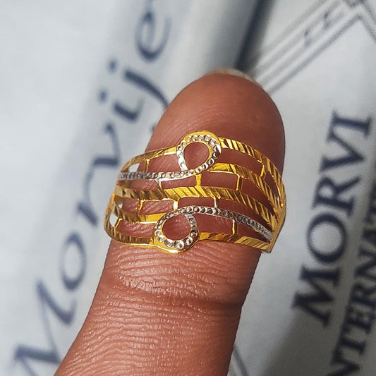 Handmade 22k gold ring two tone Indian Jewelry for gift, K5693