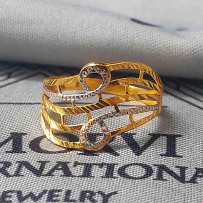 Handmade 22k gold ring two tone Indian Jewelry for gift, K5693