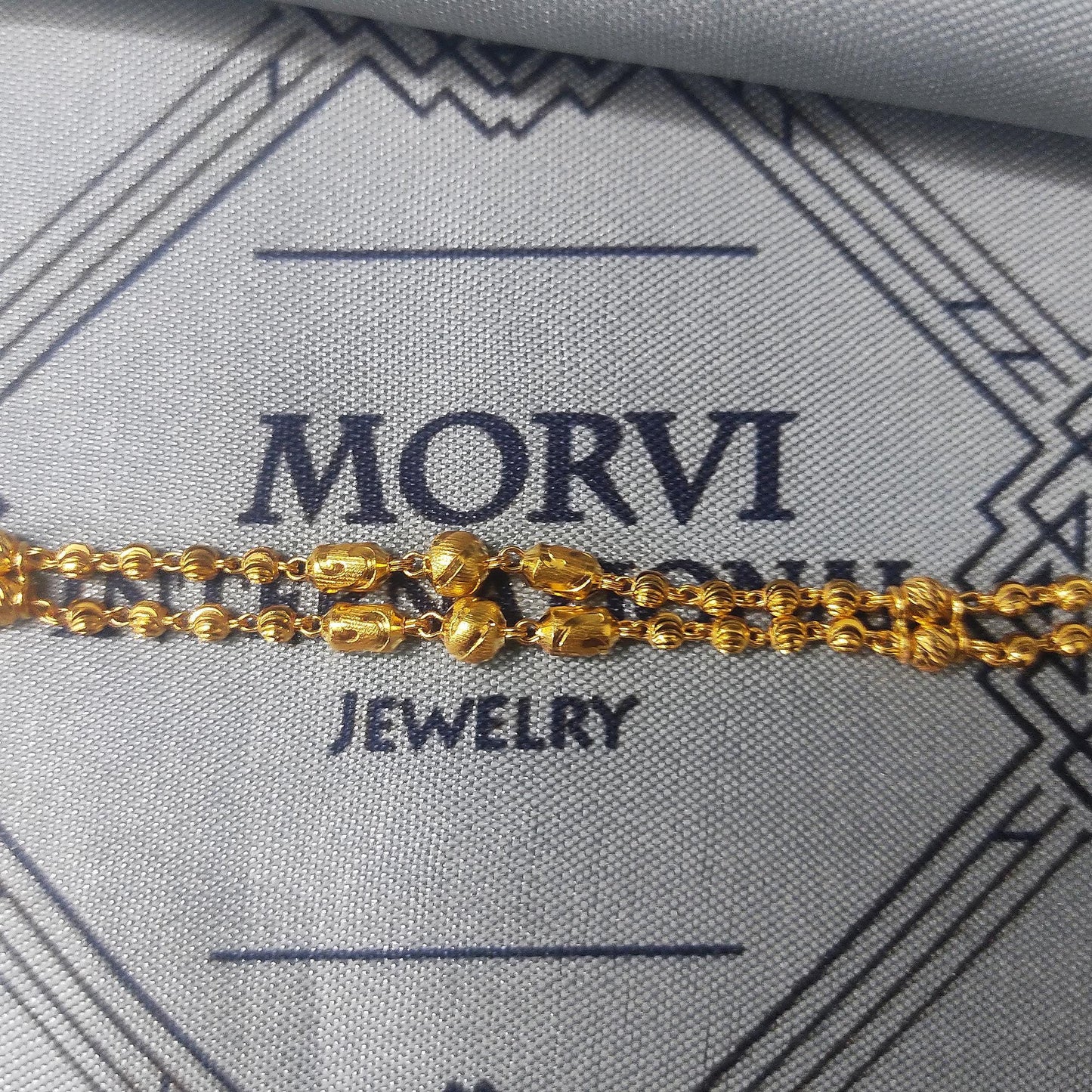 22k gold bracelet chain, Diamond Cut Beads style 22k gold bracelet handmade women gold bracelet jewelry, two 2 layer bracelet chain, K5694