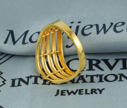 waved flow engraved 22K GOLD RING , women gold ring, handcrafted vintage style ring, wedding gold ring,