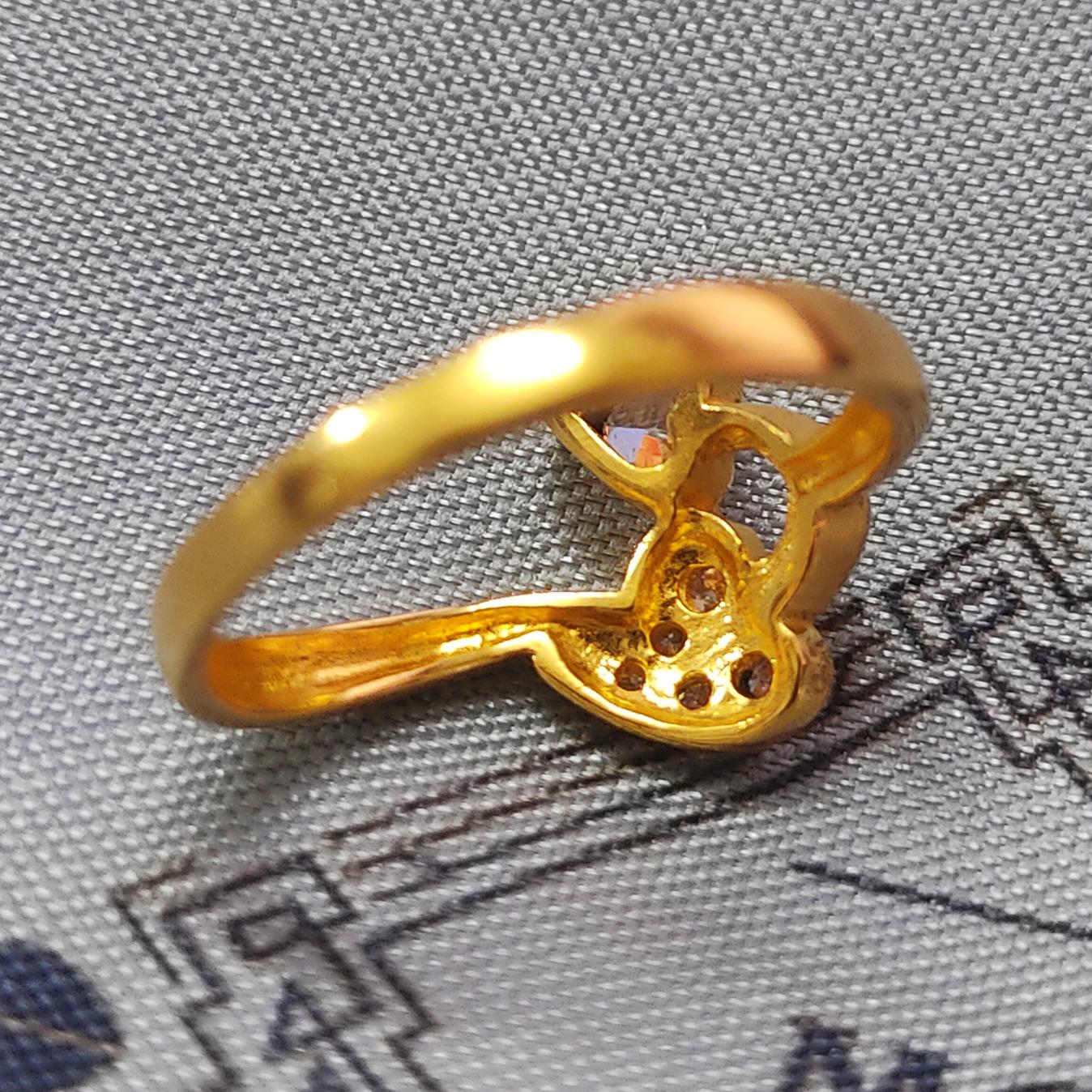 Heart CZ Gold Ring 22k yellow solid gold ring cz jewelry, handmade women gold ring heart shape, All Size, K5688