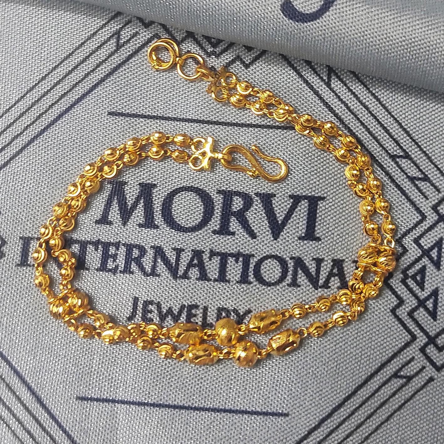 22k gold bracelet chain, Diamond Cut Beads style 22k gold bracelet handmade women gold bracelet jewelry, two 2 layer bracelet chain, K5694
