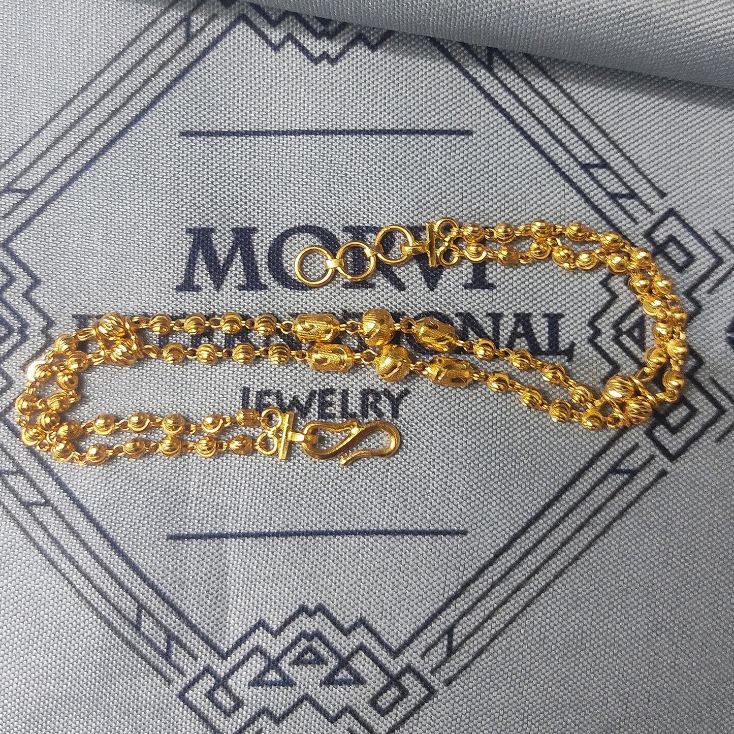 22k gold bracelet chain, Diamond Cut Beads style 22k gold bracelet handmade women gold bracelet jewelry, two 2 layer bracelet chain, K5694