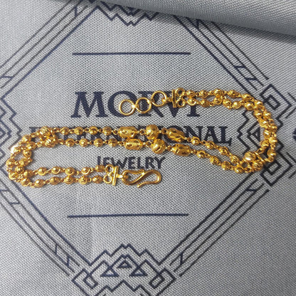 22k gold bracelet chain, Diamond Cut Beads style 22k gold bracelet handmade women gold bracelet jewelry, two 2 layer bracelet chain, K5694