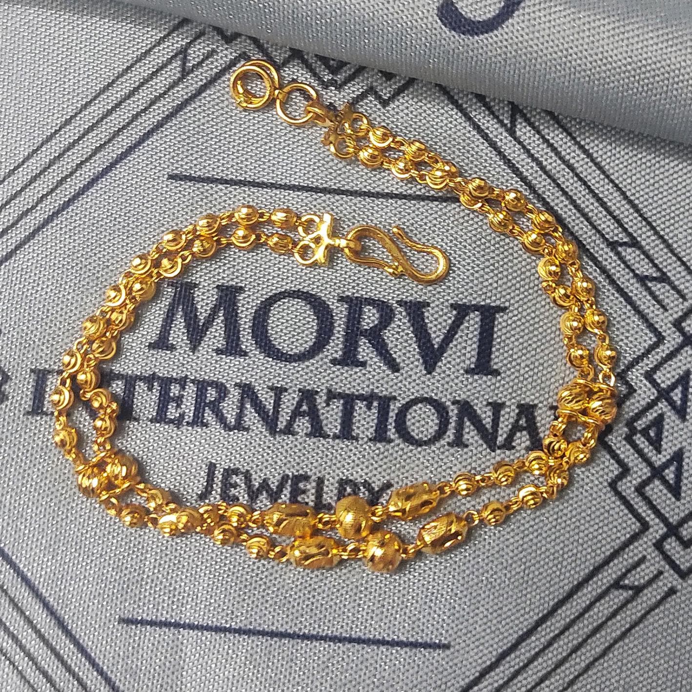 22k gold bracelet chain, Diamond Cut Beads style 22k gold bracelet handmade women gold bracelet jewelry, two 2 layer bracelet chain, K5694