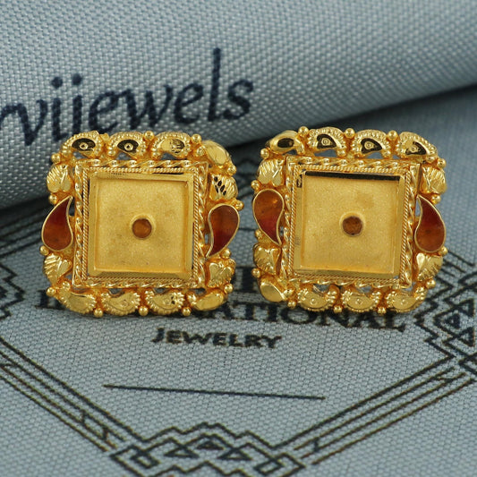 Solid real 22k Gold Stud Earrings Jewelry for women, K5941