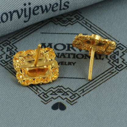 Solid real 22k Gold Stud Earrings Jewelry for women, K5941