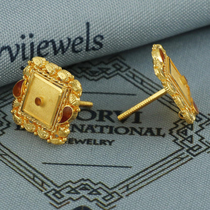 Solid real 22k Gold Stud Earrings Jewelry for women, K5941