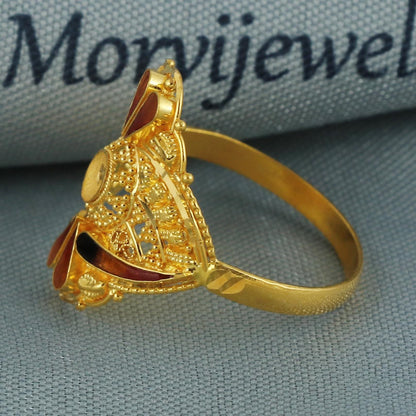 22k pure solid gold handmade ring . Women Gold Ring, handcrafted Gold Ring, K5943