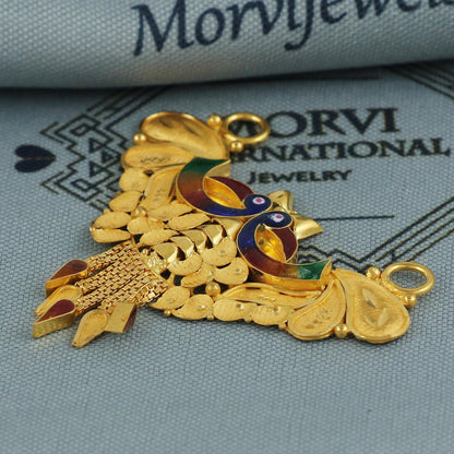 Peacock - 22k Yellow Gold Pendant Jewelry from India, K5945