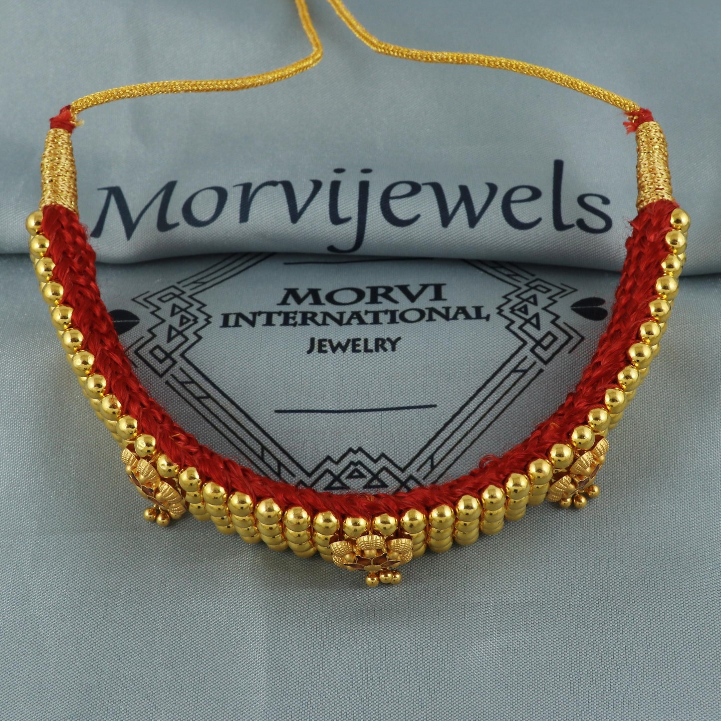 22k 22karat yellow gold beads necklace earrings choker Indian Handmade women Jewelry