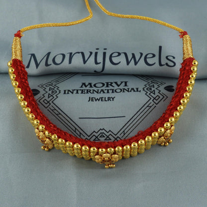 22k 22karat yellow gold beads necklace earrings choker Indian Handmade women Jewelry