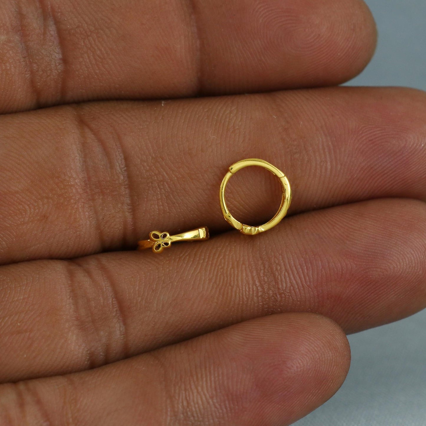 18k Yellow Gold Hoop Bali Earrings cartilage, Handmade Yellow gold earrings, Small Tiny Hoops, dainty indian gold earrings for teens, K5953