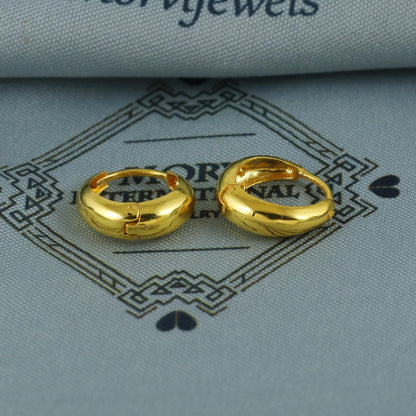 18k Yellow Gold Hoop Bali Earrings , Handmade gold earrings for women Small Gold Hoops, solid gold earrings for women teens, K5956