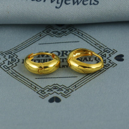 18k Yellow Gold Hoop Bali Earrings , Handmade gold earrings for women Small Gold Hoops, solid gold earrings for women teens, K5956