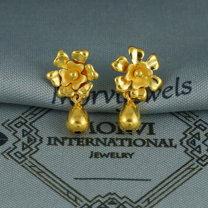 22k Designer flower earrings pure handmade jewelry
