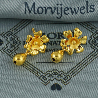 22k Designer flower earrings pure handmade jewelry