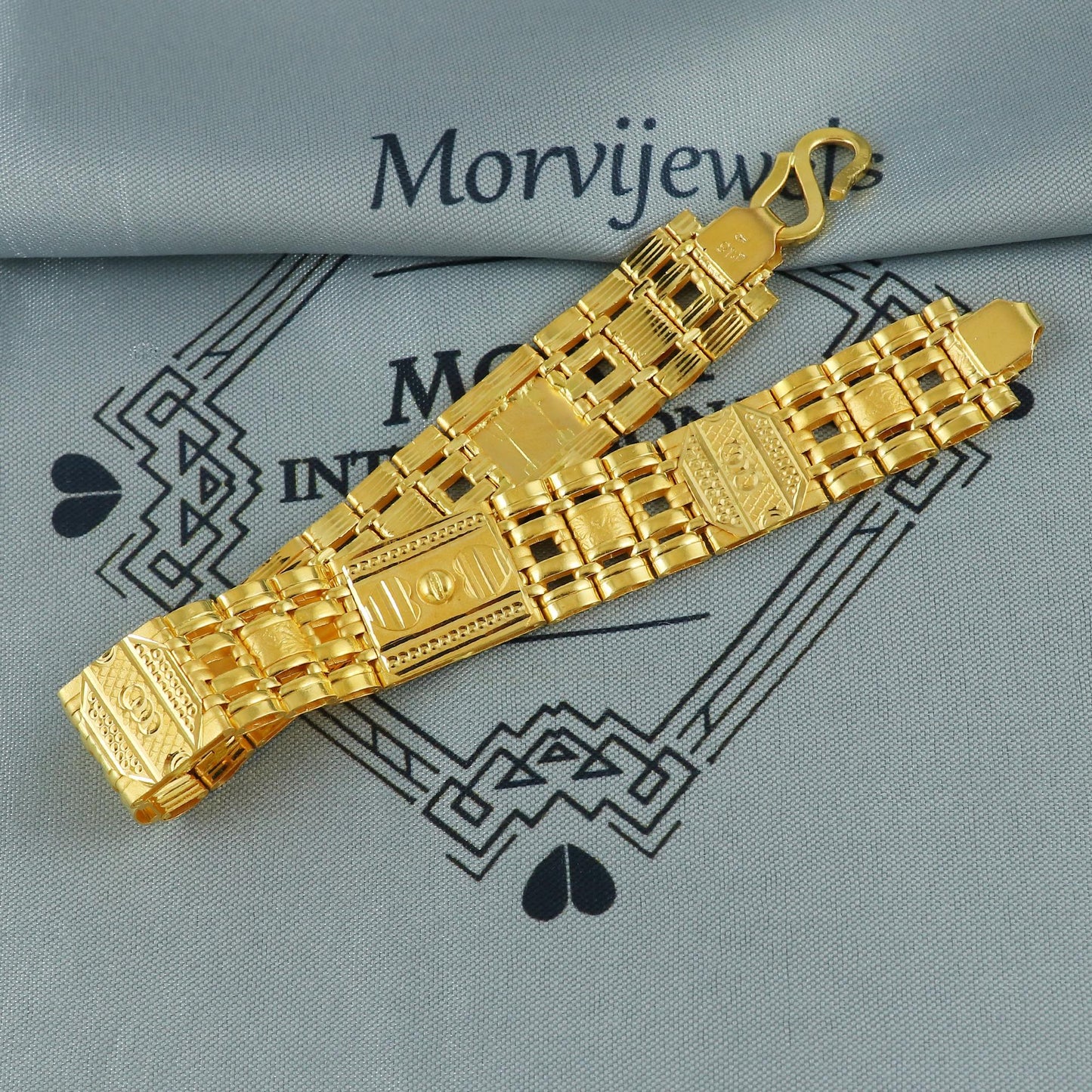 Hand Carved Solid 22k Gold Bracelet Link Chain Handcrafted Jewelry, 22kt Gold Bracelet, Indian Gold Bracelet Jewelry for gift, K5967