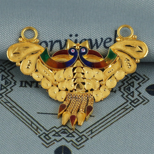 Peacock - 22k Yellow Gold Pendant Jewelry from India, K5945