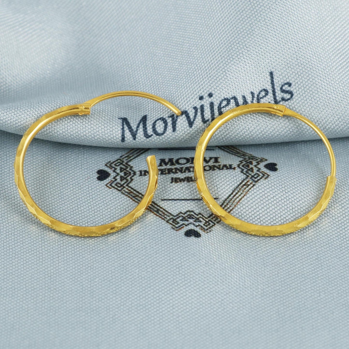 22k Yellow Gold Hoop Bali Earrings  Handmade  Yellow gold earrings for women, Valentine Day gift, diamond cut design indian gold earrings