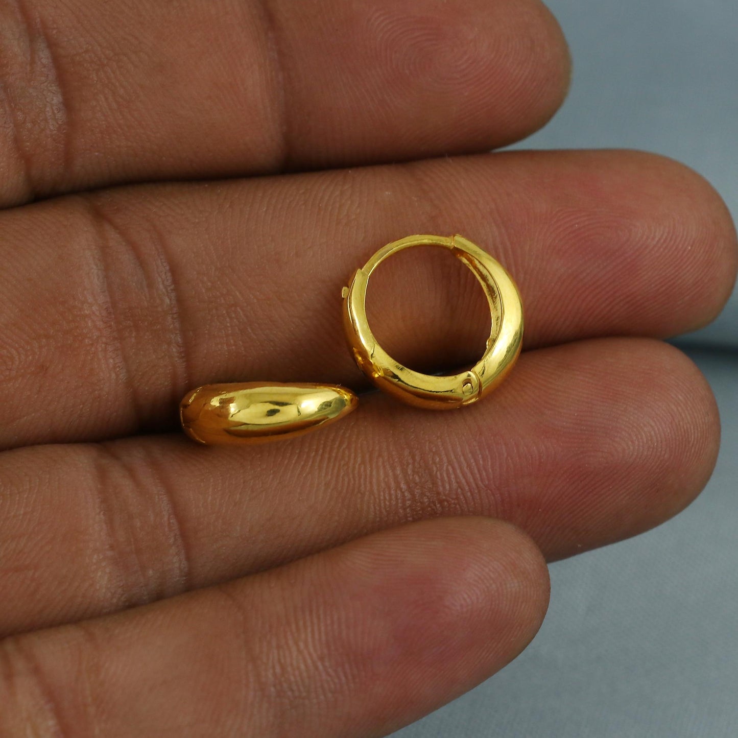 18k Yellow Gold Hoop Bali Earrings , Handmade gold earrings for women Small Gold Hoops, solid gold earrings for women teens, K5956