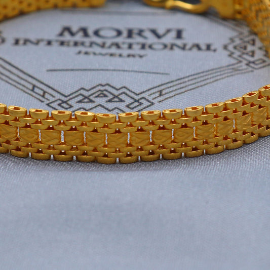 Hand Carved Solid 22k Gold Bracelet Link Chain Handcrafted Jewelry, 22kt Gold Bracelet, Indian Gold Bracelet Jewelry for gift, K5776