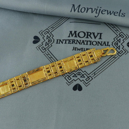 Hand Carved Solid 22k Gold Bracelet Link Chain Handcrafted Jewelry, 22kt Gold Bracelet, Indian Gold Bracelet Jewelry for gift, K5967