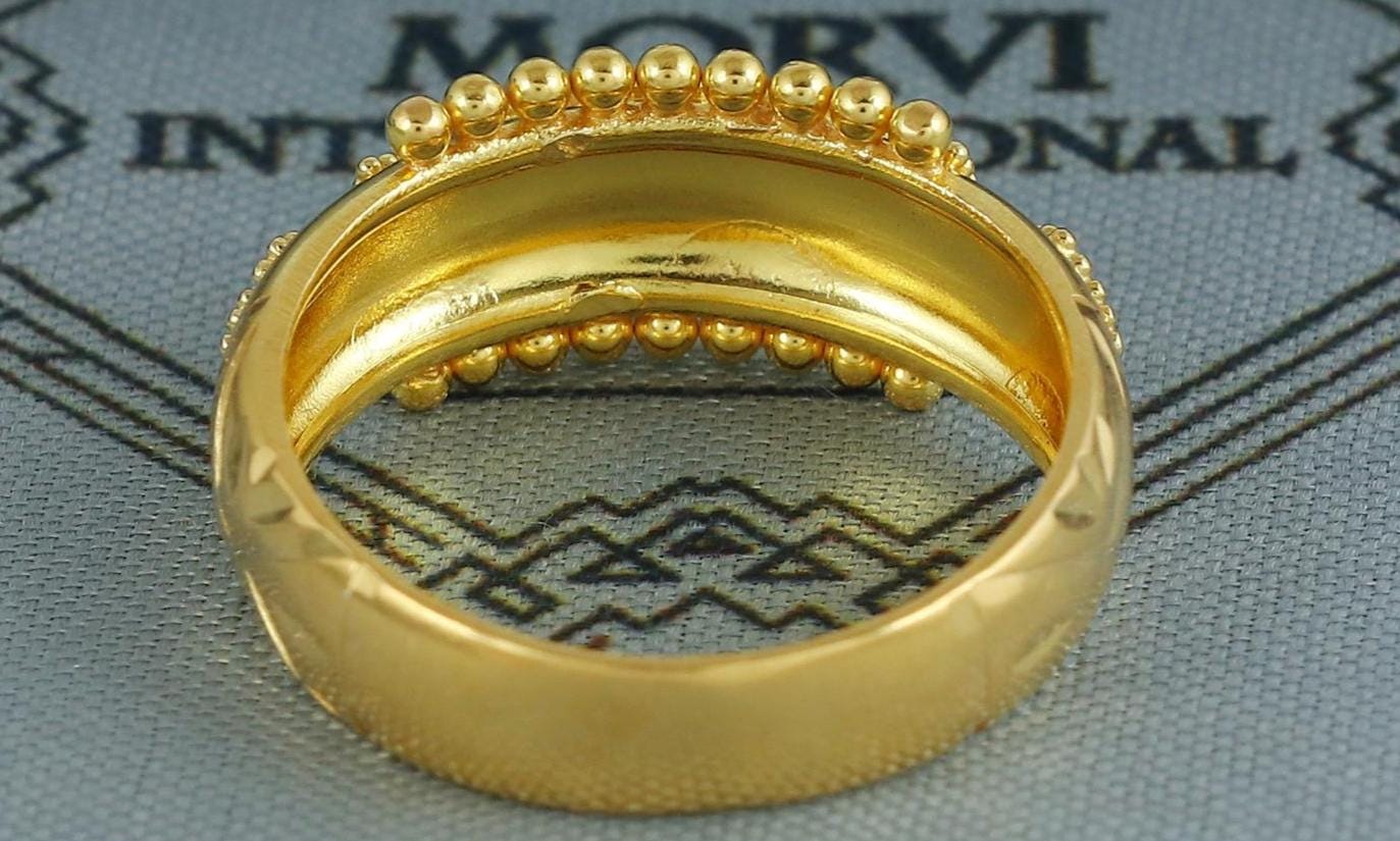 Women 18k Gold Band Vintage Designer Unique New Gold Ring, Solid Gold 22k Ring, Rajasthani Indian Jewelry