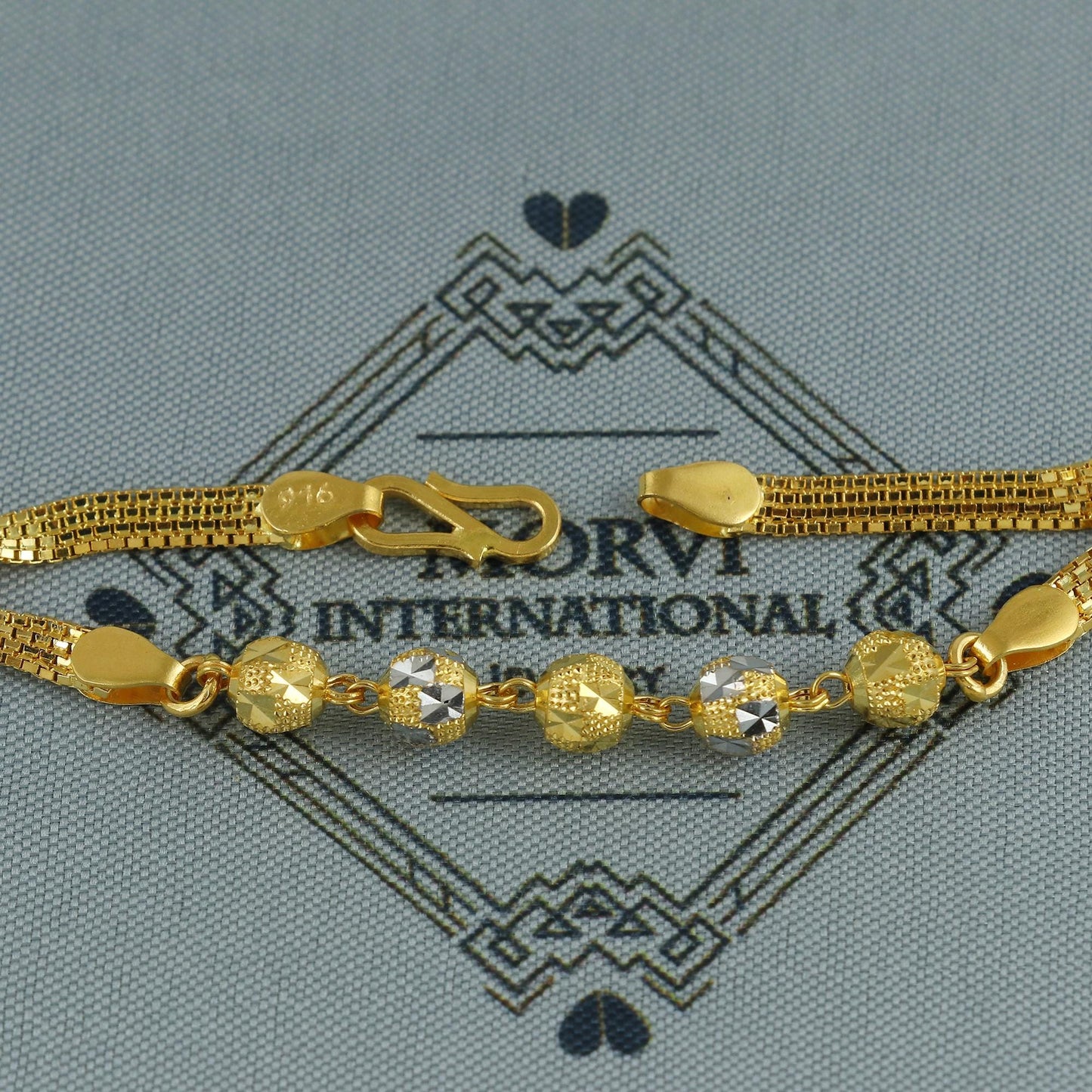 Ball Beads 22k solid gold Handmade bracelet indian designer jewelry,