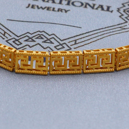 Solid 22k Gold Bracelet Link Chain Handcrafted mens Jewelry, 22kt Gold Bracelet, Indian Gold Bracelet Jewelry for gift, Greek Key, K5778