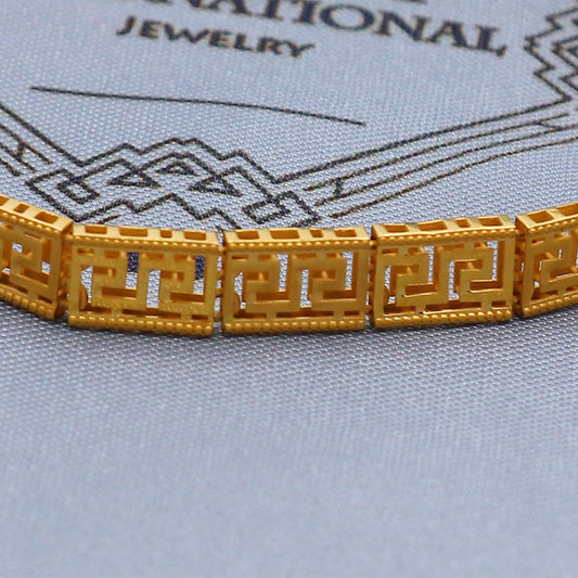 Solid 22k Gold Bracelet Link Chain Handcrafted mens Jewelry, 22kt Gold Bracelet, Indian Gold Bracelet Jewelry for gift, Greek Key, K5778