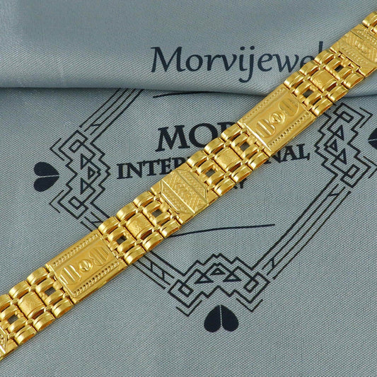 Hand Carved Solid 22k Gold Bracelet Link Chain Handcrafted Jewelry, 22kt Gold Bracelet, Indian Gold Bracelet Jewelry for gift, K5967