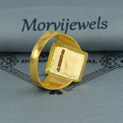 A letter 22k gold ring jewelry, 22kt handmade indian any alphabet Ring, Pure Gold Ring, Engraved Handmade Cutting Hand crafted Piece, K5976