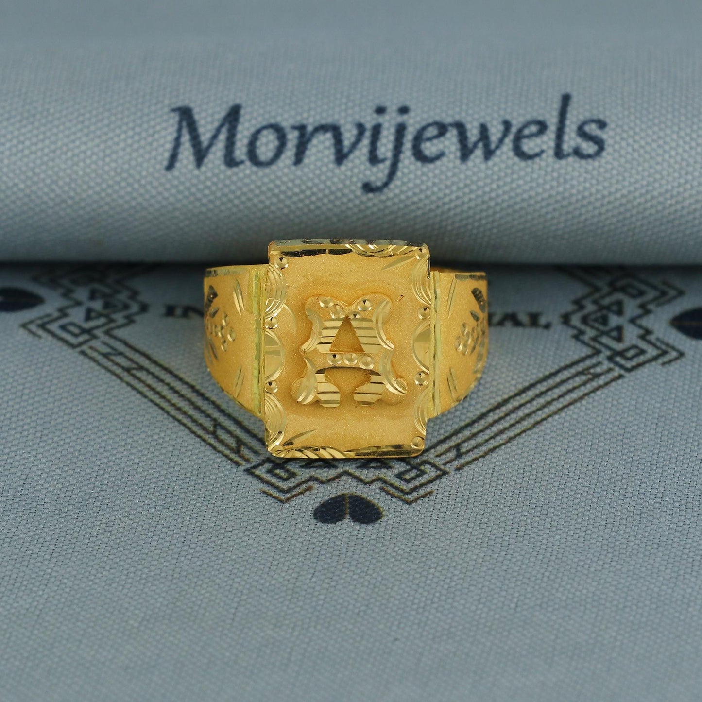 A letter 22k gold ring jewelry, 22kt handmade indian any alphabet Ring, Pure Gold Ring, Engraved Handmade Cutting Hand crafted Piece, K5976