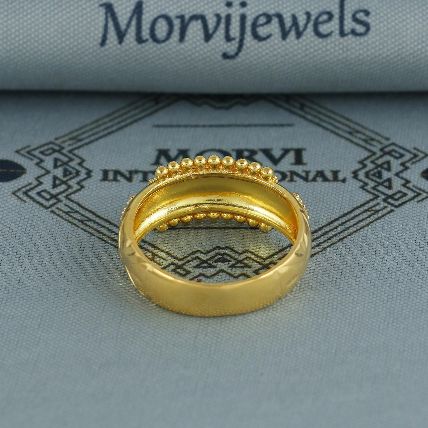 Women 18k Gold Band Vintage Designer Unique New Gold Ring, Solid Gold 22k Ring, Rajasthani Indian Jewelry