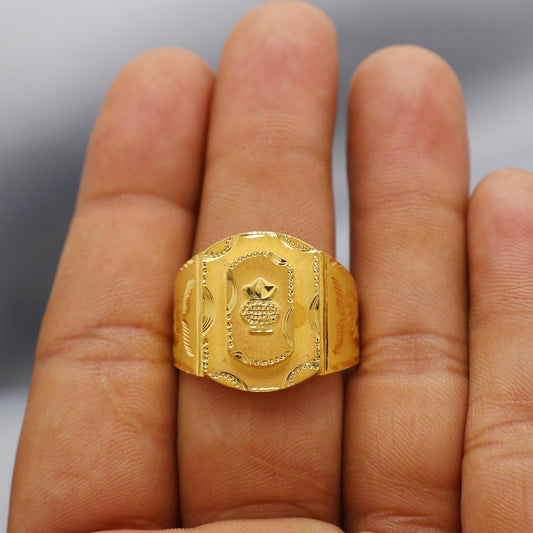 sacred pot kalash kumbha Ring Handmade 22k Gold Ring Indian Jewelry, K5983