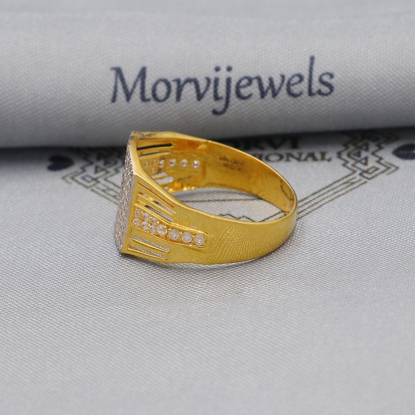 multi cz zircon stone ring Handmade 22k Gold Ring Indian Jewelry, K5984