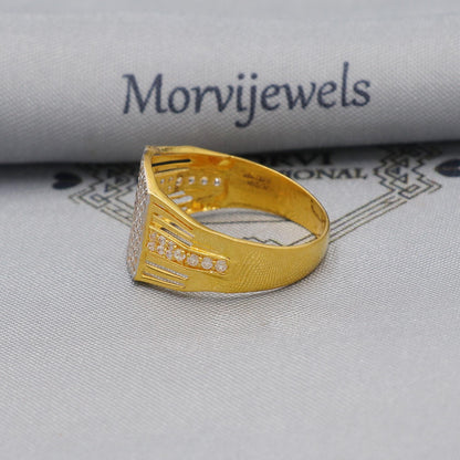 multi cz zircon stone ring Handmade 22k Gold Ring Indian Jewelry, K5984