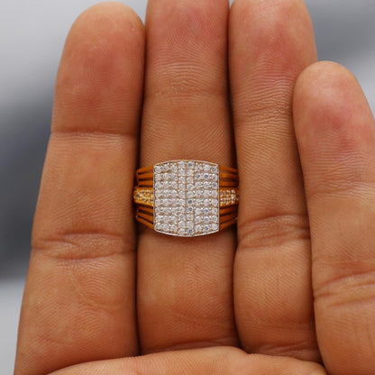 multi cz zircon stone ring Handmade 22k Gold Ring Indian Jewelry, K5984