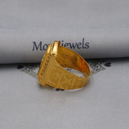 Hand Carved Solid 22k Yellow Gold Ring Jewelry, K5994